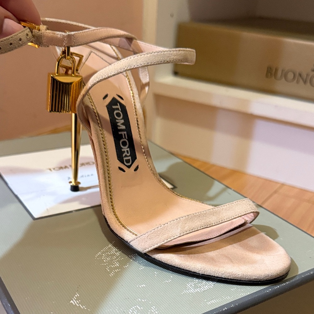Tom Ford Nude Heels with Gold Accents